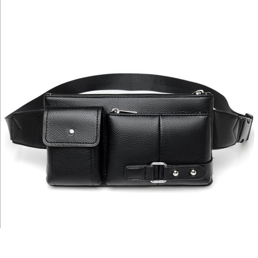 Men PU Leather Durable Multifunctional Belt Chest Shoulder Bag BLACK COLOR-image-OPC-P79BYDF-NEW