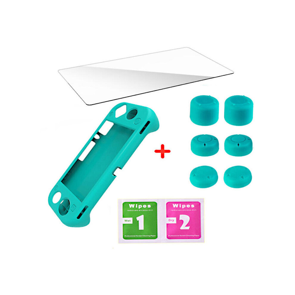 Tns-19180 Silicone Case With Tempered Film Rocker Cap Set For Nintendo Switch Lite Game Console Blue 4151093608232