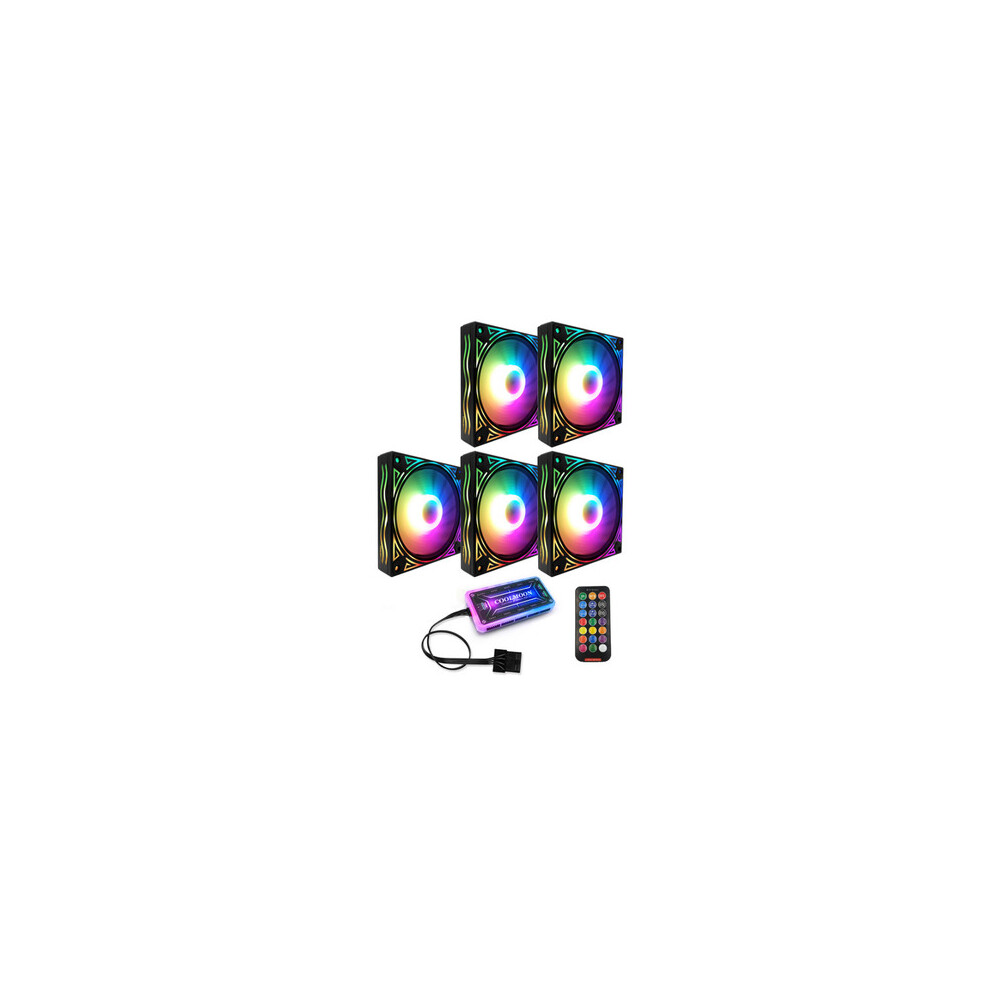 5Pcs Colorful Backlight 120Mm Cpu Cooling Fan Mute Pc Heatsink With The Remote Control 840079131669