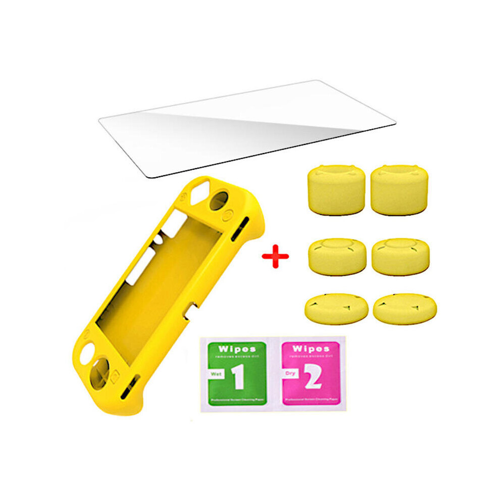 Tns-19180 Silicone Case With Tempered Film Rocker Cap Set For Nintendo Switch Lite Game Console Yellow 4151093608256