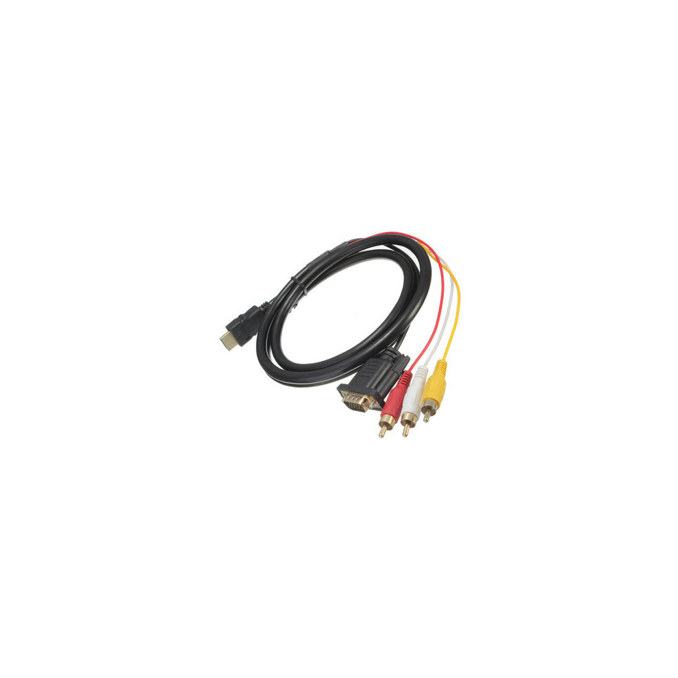 1.5M 5Ft Hdtv Hdmi To Vga Hd-15 3 Rca Converter Adapter Connector Wire 4151093695911