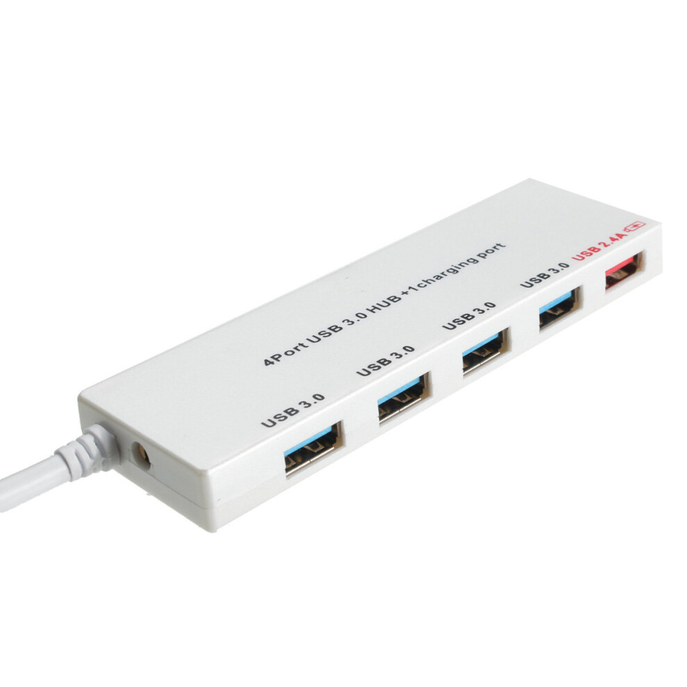 Ultrathin 4 Usb3.0 Ports Hub With A 2.4A Usb Fast Charging Port White 4151093619580