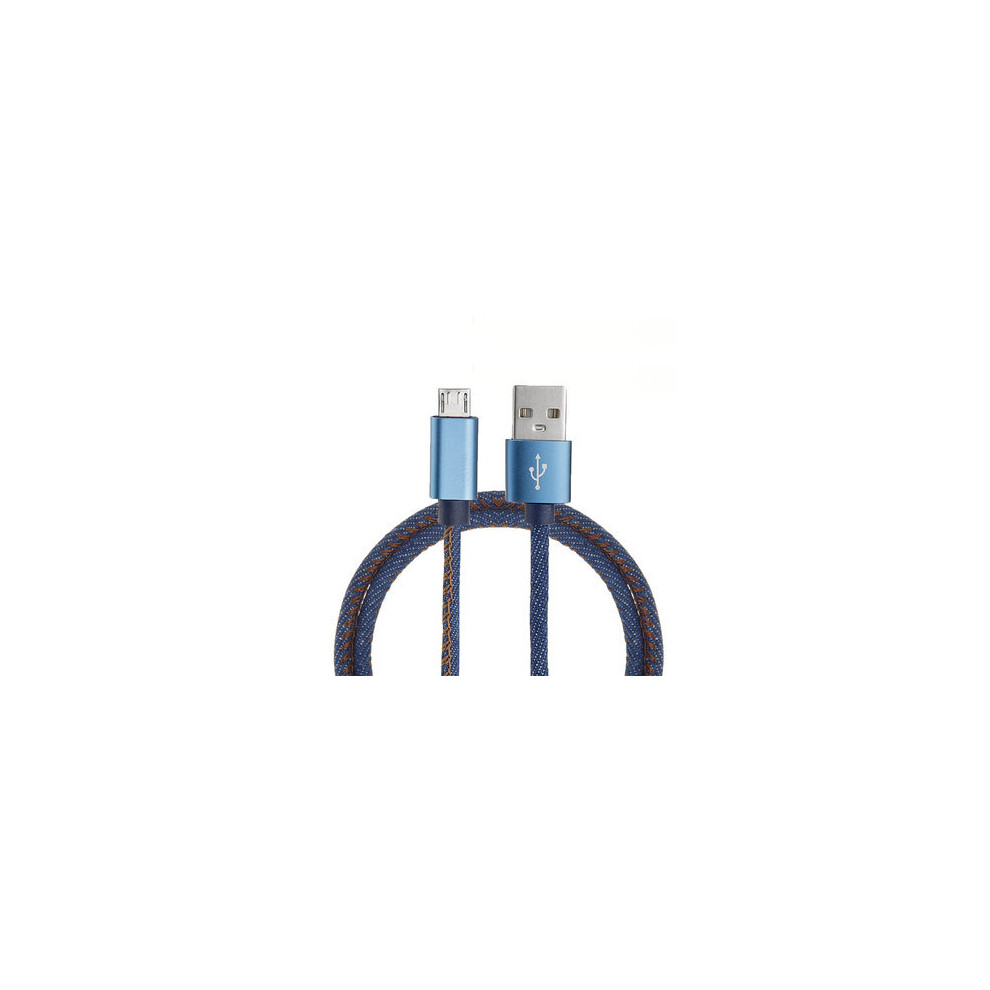 2Pcs 1M 2.4A Micro Usb Fast Charging Denim Braided Data Cable For Smartphone Tablet 4151093644216