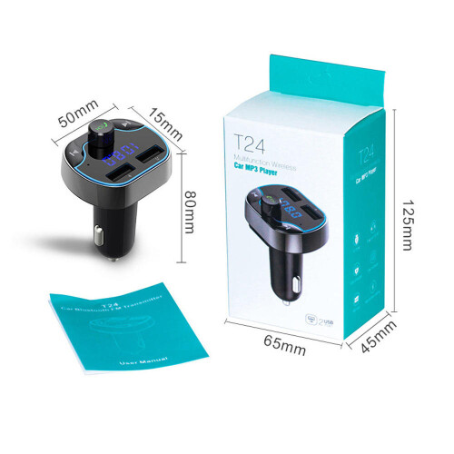 Quelima T24 bluetooth 4.2 Car bluetooth Transmitter Car MP3 Player U disk Car Mp3 Card Machine 1