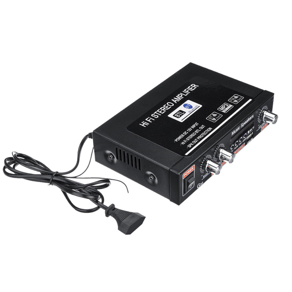 12V/220V 2Ch Hifi Audio Stereo Power Amplifier Bass Bluetooth Fm Radio Car Home 6901722559224