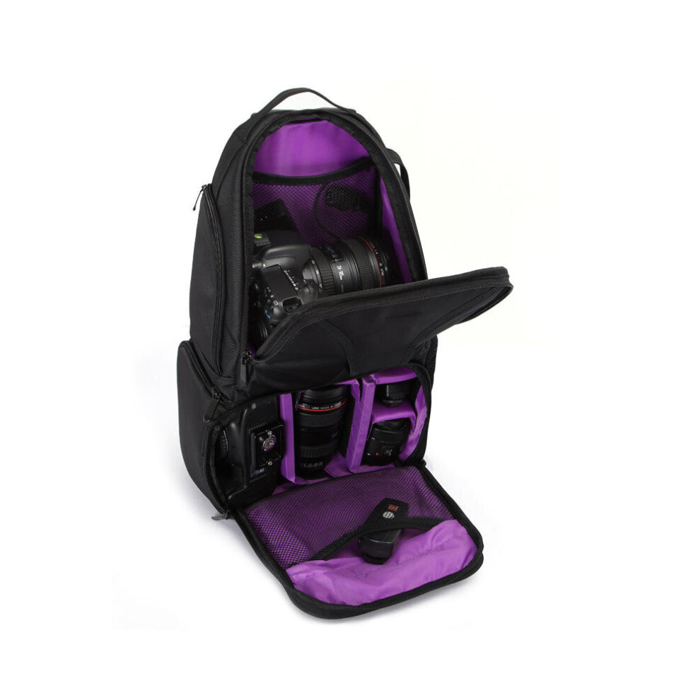 7495 Multi-Functional Waterproof Large Capacity Triangular Dslr Camera Bag Case Backpack Purple 4151093614097