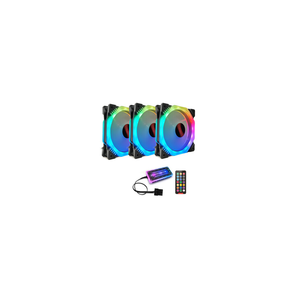 3Pcs 120Mm Multilayer Backlit Adjustable Rgb Computer Case Pc Cooling Fan With The Remote Control Light 840079131645