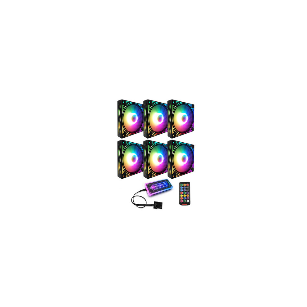 6Pcs 12Cm Multilayer Backlit Rgb Cpu Cooling Fan Computer Pc Case With The Rf Wireless Remote Control 840079131652