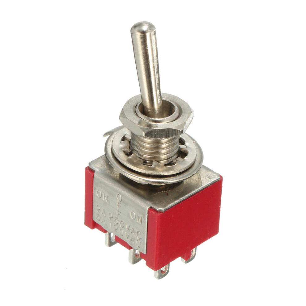 Red Toggle Switch Dpdt On-Off-On 6 Pins 3 Position 5A 120Vac /2A 250Vac 5202984957126