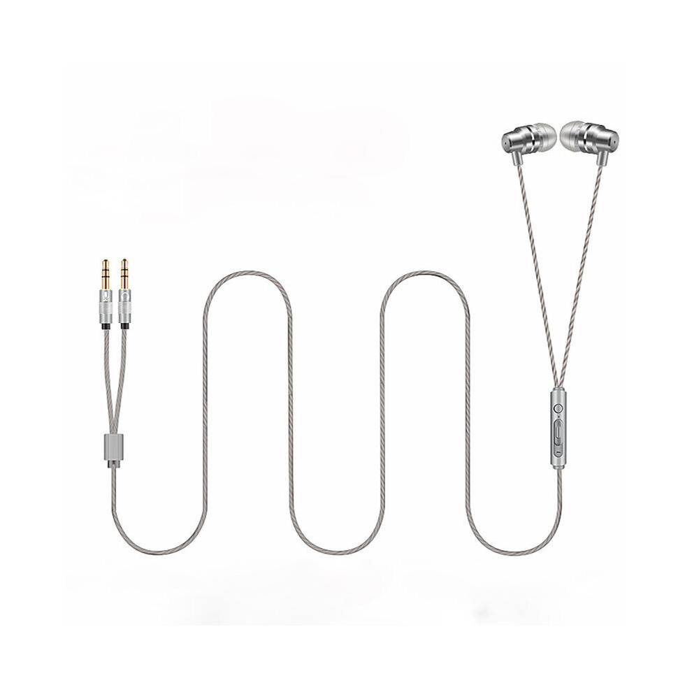 3.5Mm Stereo Audio In-Ear Wire-Control Earphone With Microphone For Computer Game Grey 840079131928