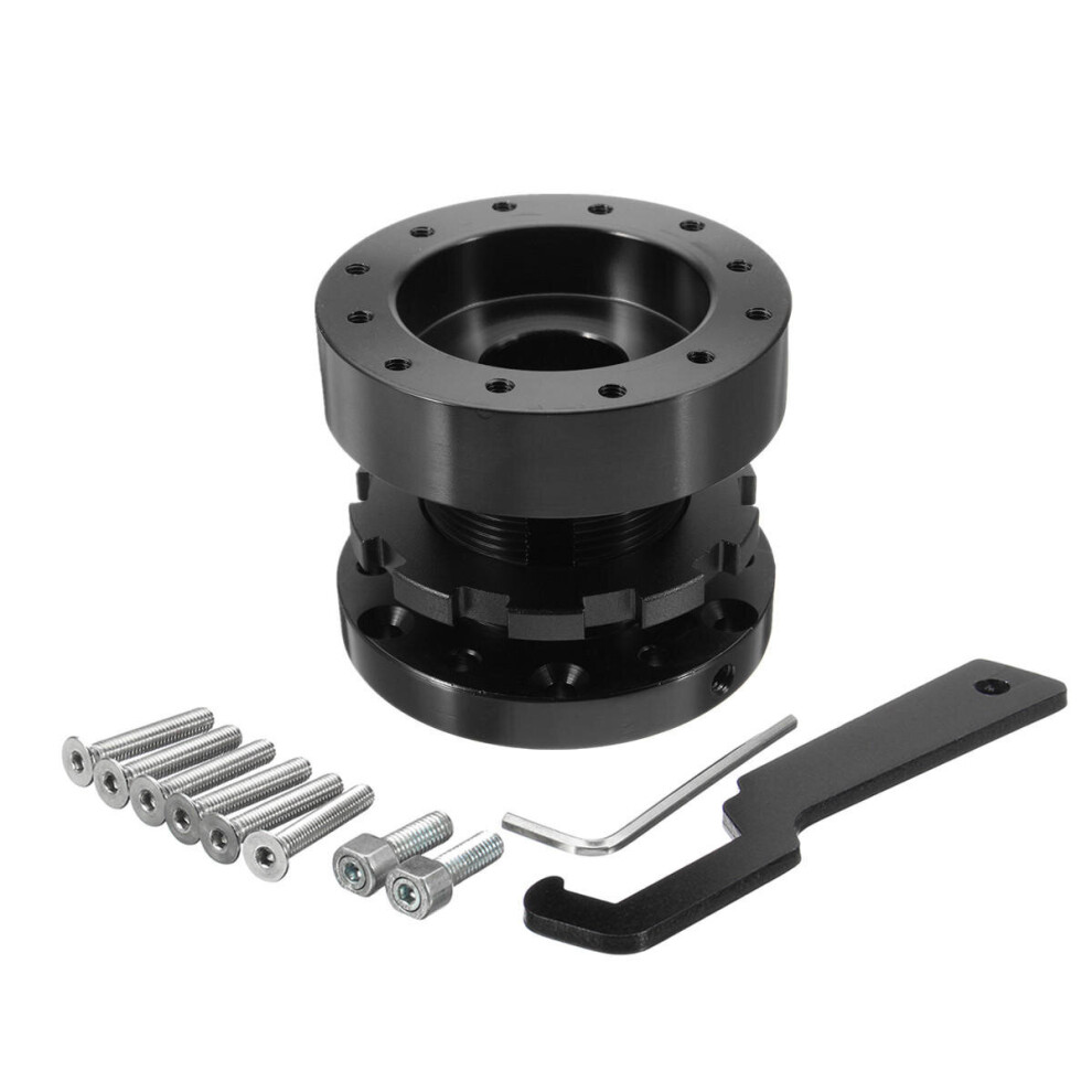 6 Bolts Universal Adjustable Racing Steering Wheel Hub Adapter Extender Color Black 4191026514377