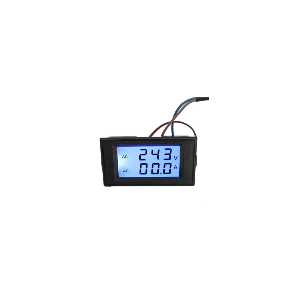 D69-2042 Digital Ac Voltmeter Ammeter 300V 100A Blue Lcd Dual Panel Volt Amp Combo Meter+Ct 110V 8651937566743