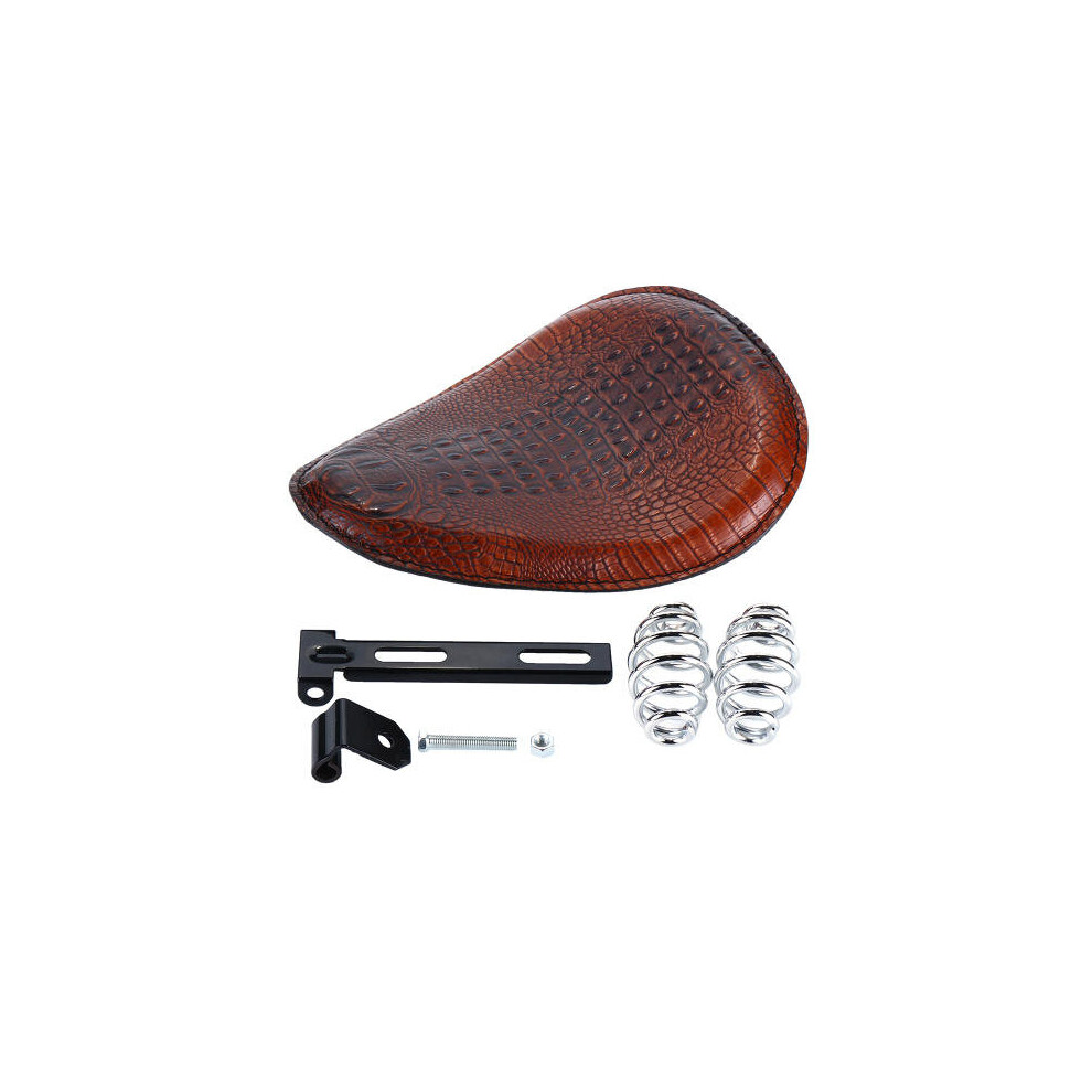 Motorcycle Driver Seat Spring Bracket Pu Leather Solo For Harley Chopper Bobber Colour Brown 4191026508086