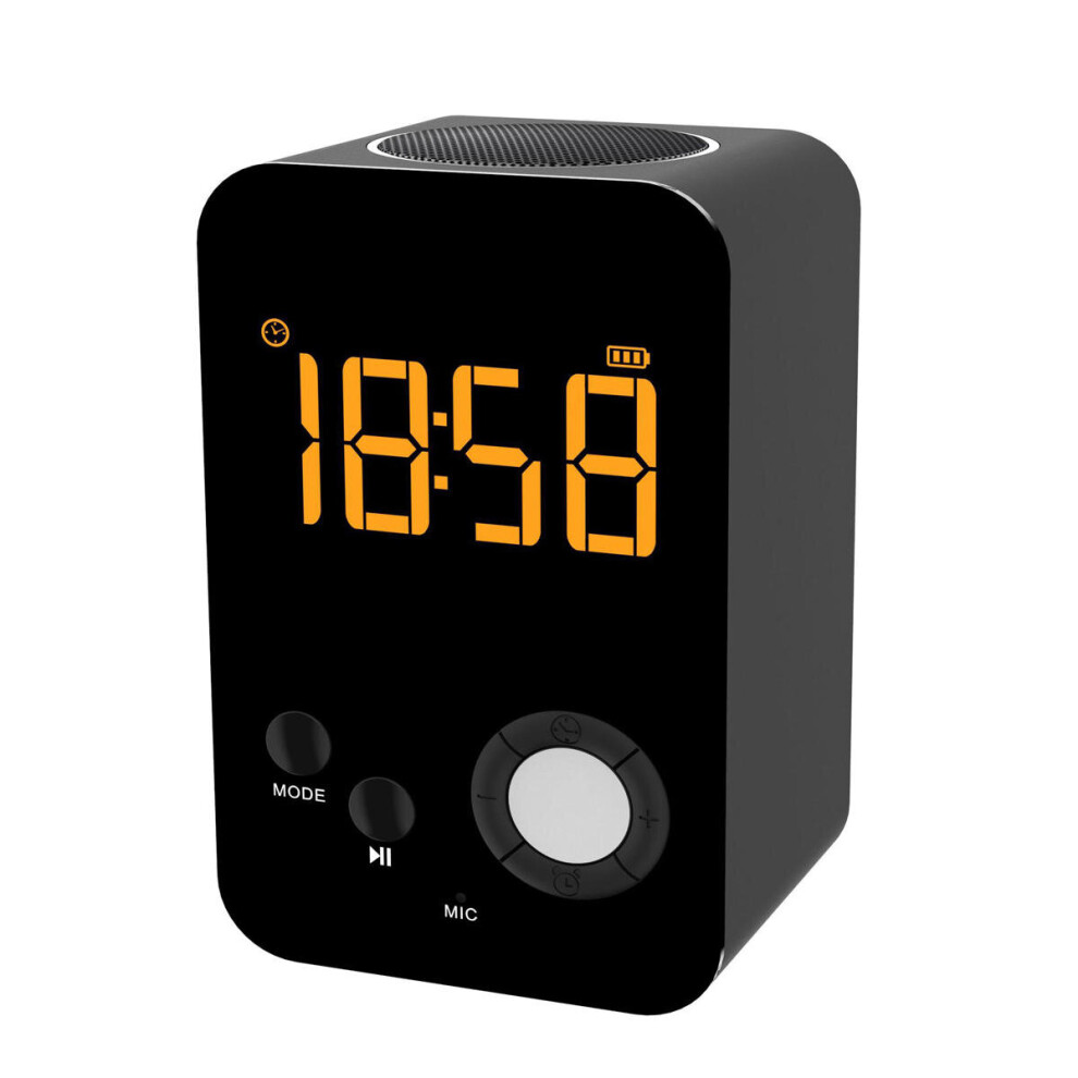 Bluetooth Speaker Led Alarm Clock Mirror Wireless Subwoofer Acoustics For Home Black 4151093675838