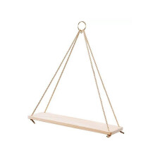 Solid Wood Rope Hanging Wall Shelf Vintage Floating Storage Rack Home Room Decorations L SIZE