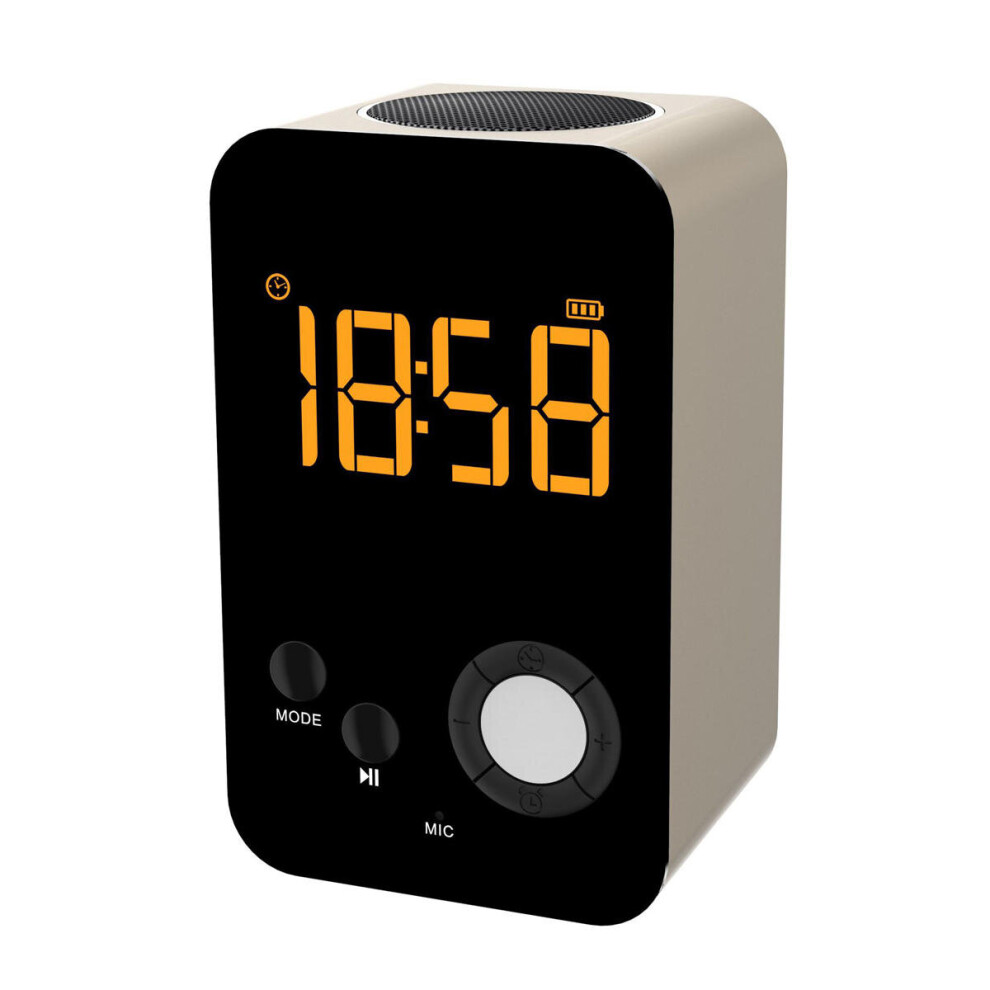 Bluetooth Speaker Led Alarm Clock Mirror Wireless Subwoofer Acoustics For Home Golden 4151093675845