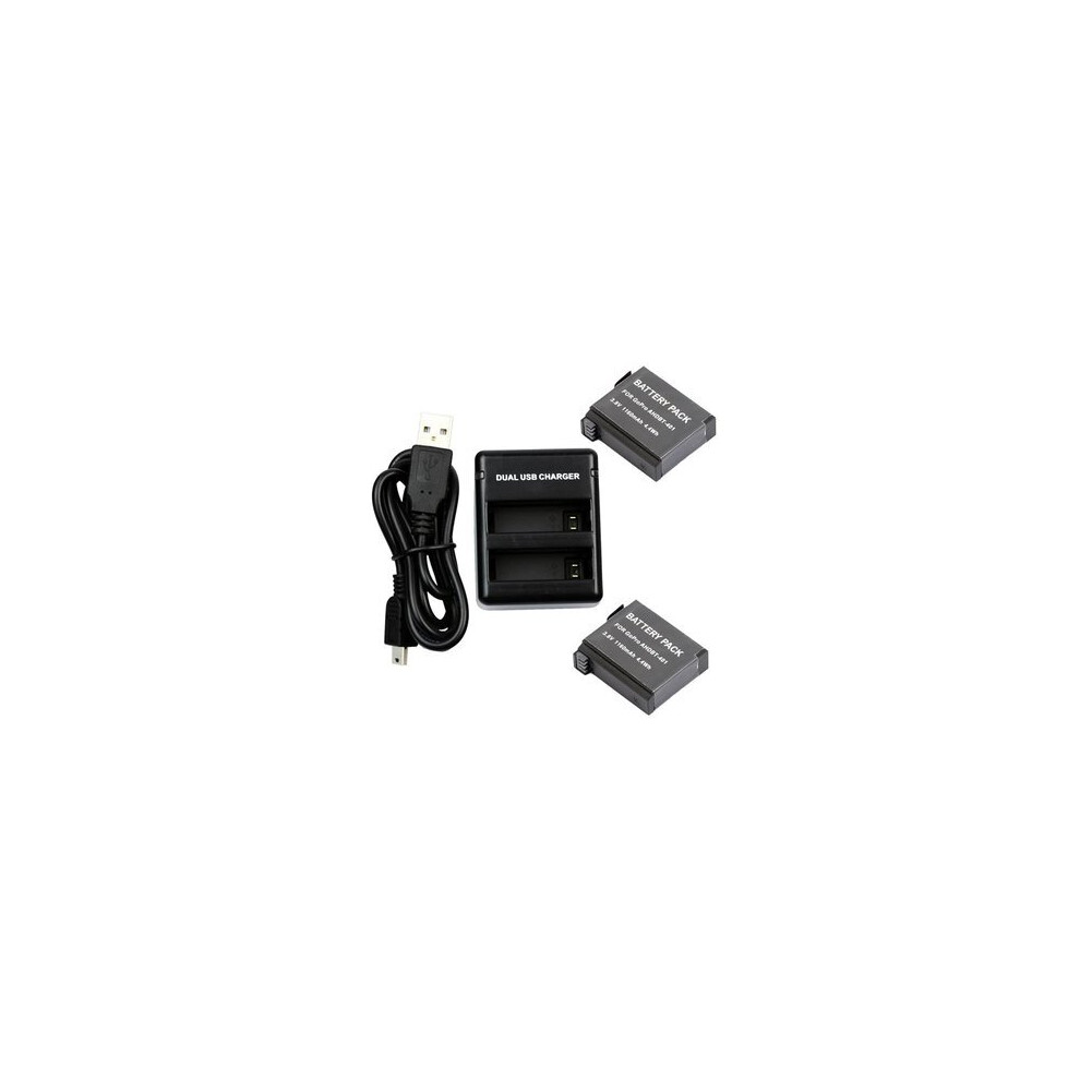2Pcs 3.8V 1160Mah Battery Usb Dual Charger For Gopro Hero 4 Ahdbt-401 4151093602896
