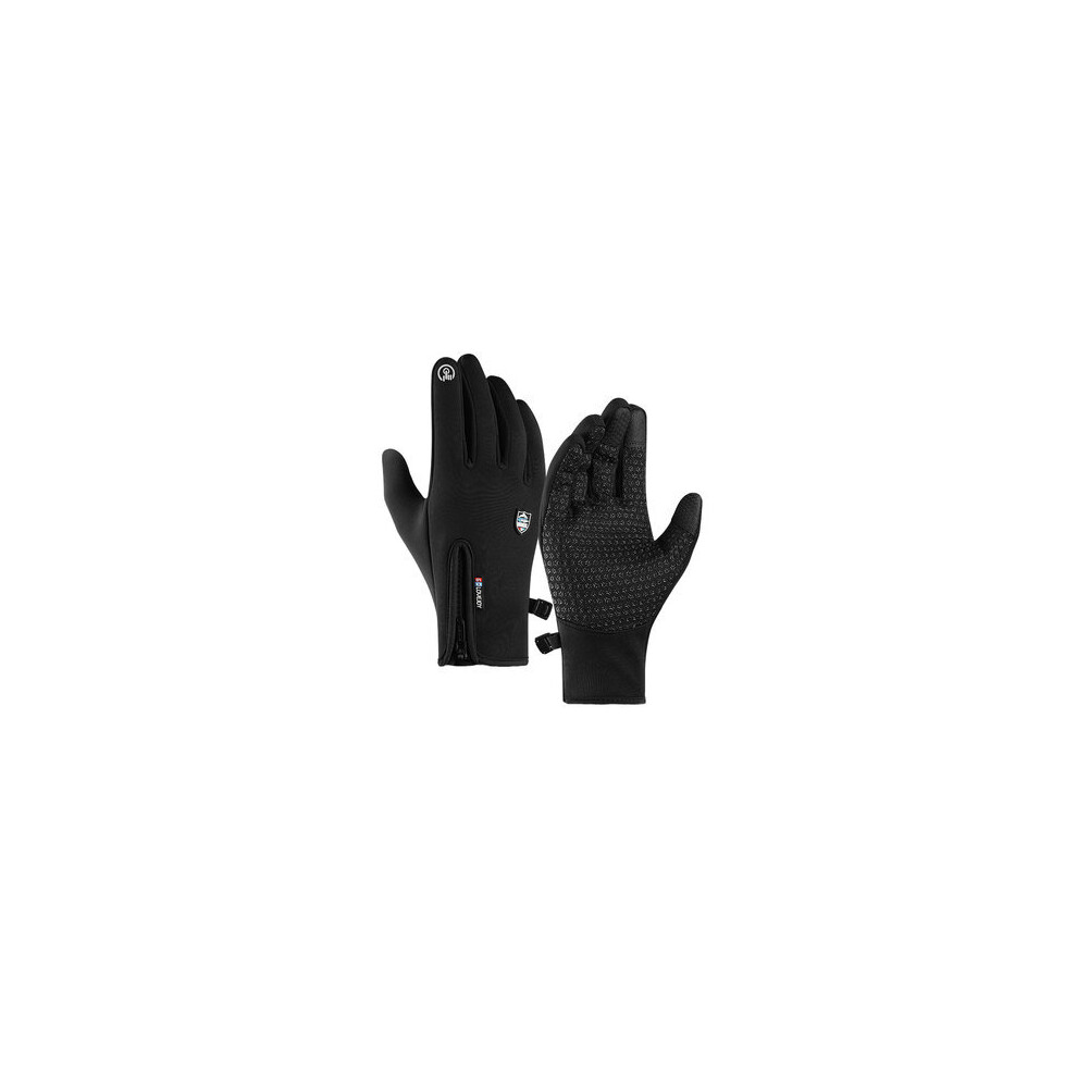 Motorcycle Riding Gloves Windproof Waterproof Touch Screen Full Finger Sports Winter Warm Fleece Skiing Gloves Color Black 5202984957614