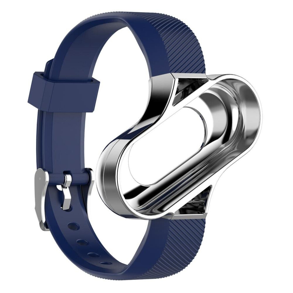 Replacement Metal Frame Fashion Watch Band for Smart Watch Xiaomi Mi Band 3 BLUE-SILVER COLOR-image-OPC-P79C6HK-NEW