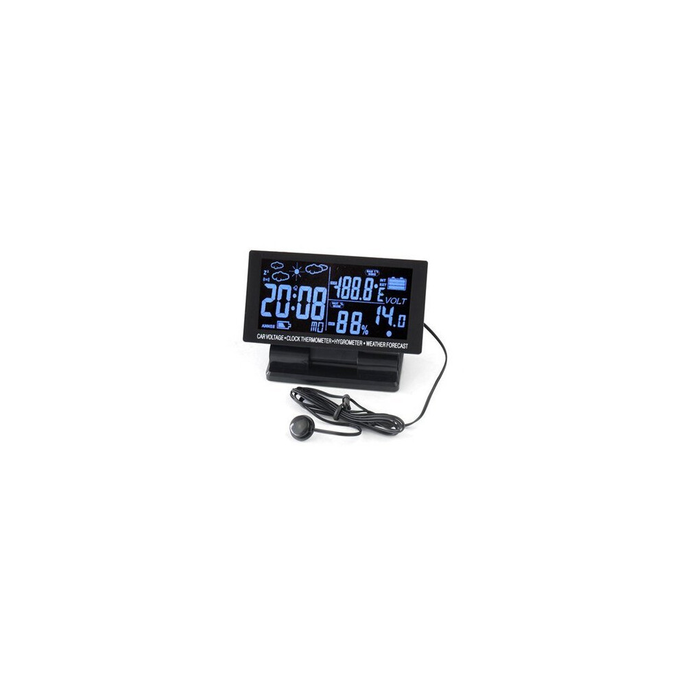 Ec60 Led Display Car Thermometer+Voltmeter+Hygrometer+Weather Forecast+Clock 5202984945161