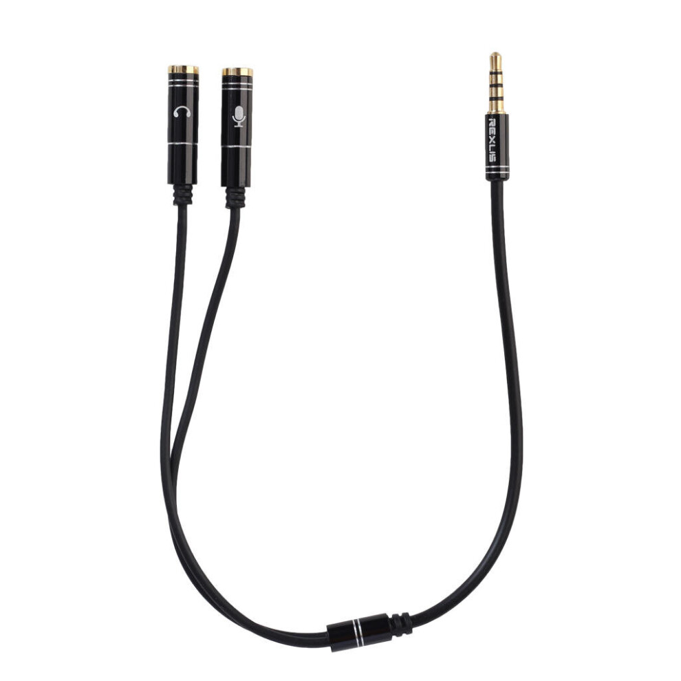 2Pcs 3.5Mm Headphone Jack + Mic Audio Splitter -Plated Extension Aux Cable Adapter For Mobile Phone Gold 6901722551754