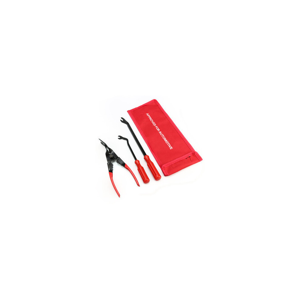 3 Pcs Clip Removal Remover Pliers Pry Bar Tool Red 840079348951