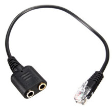 25cm Dual 3.5mm Audio Jack Female to Male RJ9 Plug Convertor comwork Connector Telephone Using