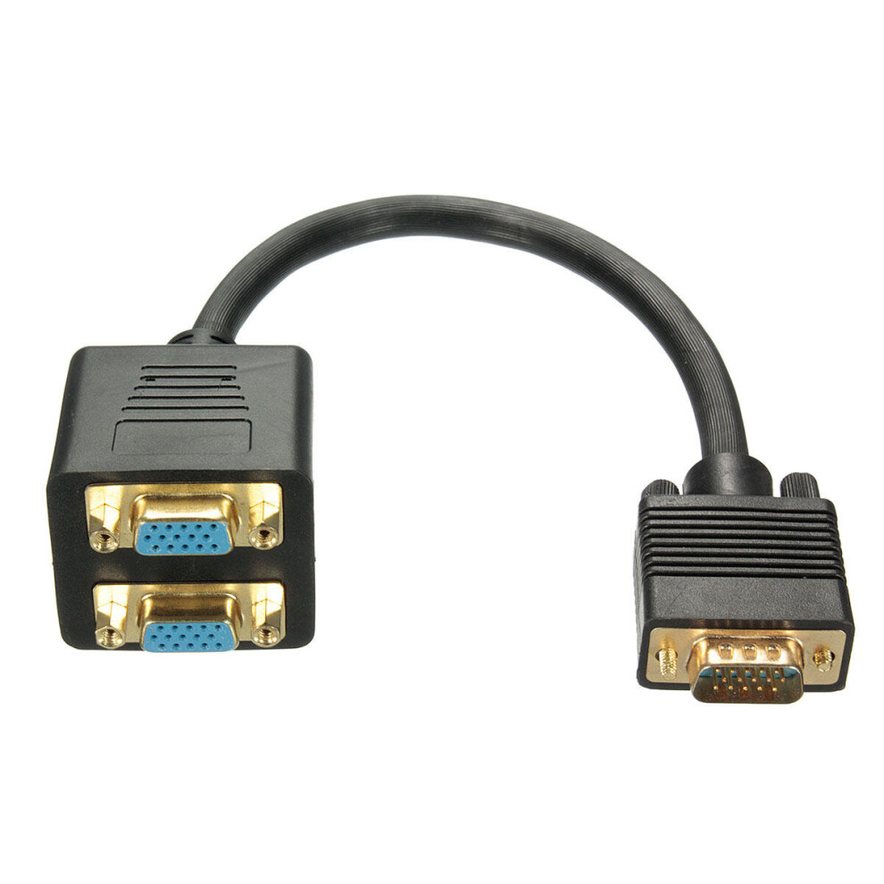 Monitor Vga 1 Male To Dual 2 Vga Female Converter Adapter Splitter Y Cable Gold 4191026531695