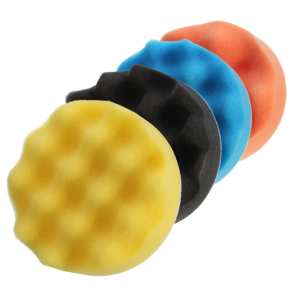 2 Set 4 Inch Buffing Pads Wave Sponge Polishing Pad Kit For Sanding Polisher Buffer Wash Cleaning Set 6901722571530
