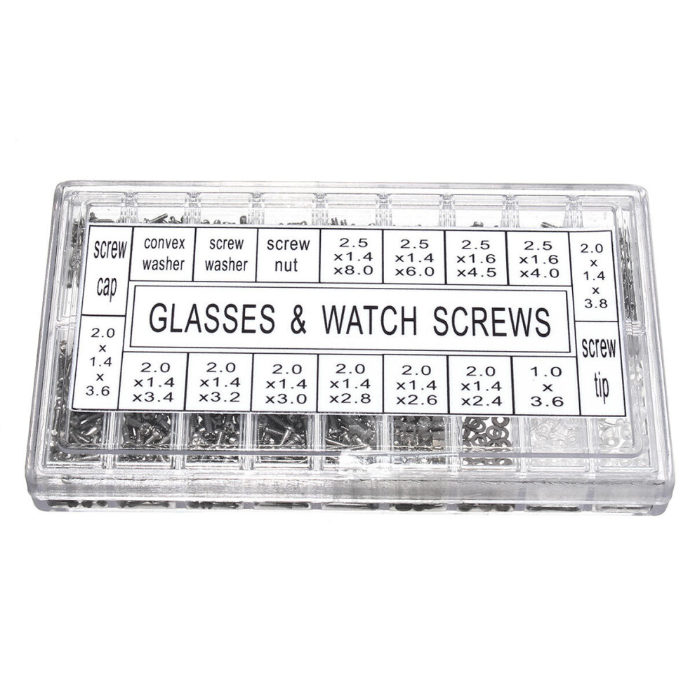 1000Pcs Micro Eyeglass Sunglass Spectacles Tiny Screw Nut Set Repair Kit Tools 8651936565860