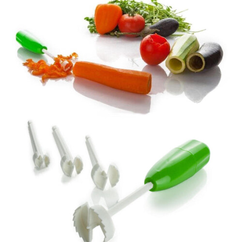 4pcs/Set Replaceable Head Vegetable Spiral Cutter Muti-funtion Vegetable Cutter Drill Spiralizer Digging Core Device 2