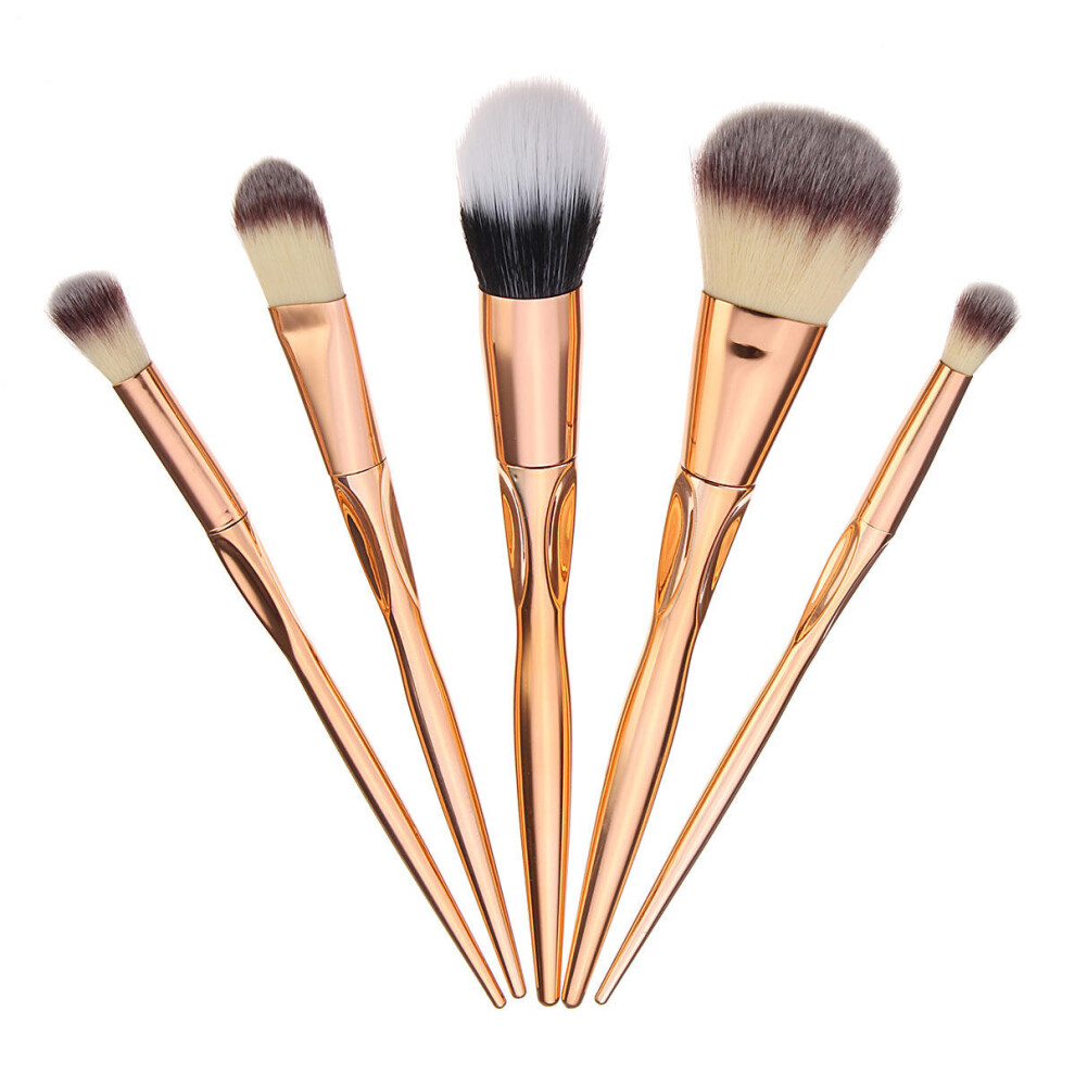 Golden 5Pcs Soft Makeup Brushes Set Kit Cosmetics Tools Eye Shadow Lip Blending Blush Brush