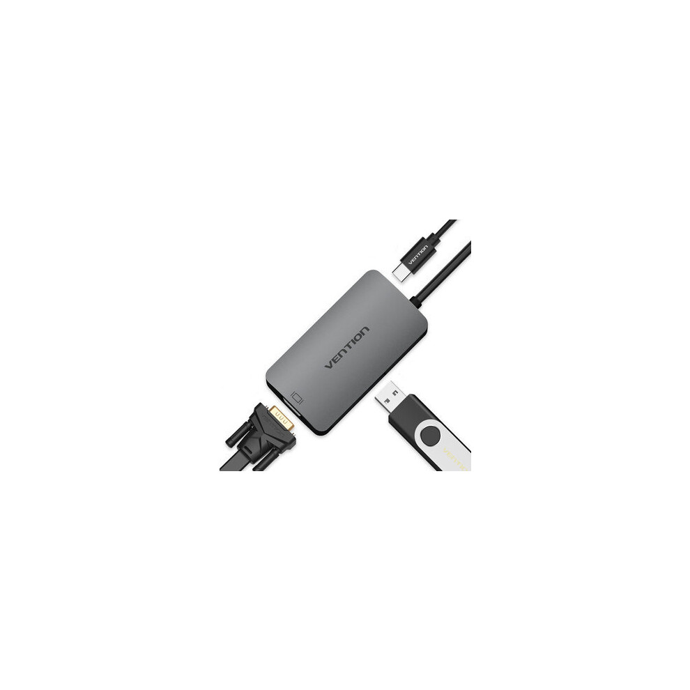 Cgjha Usb C To Usb3.0 Vga With Pd Charging Port Type C 3.1 To Usb Hub Type-C Video Adapter 4151093645022