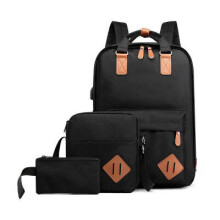 3 in 1 15.6 inch Laptop Bag with USB Charging Port Lagrge Capacity Nylon Classic Business Outdoor Stylish Backpack Scratchproof Breathable BLACK