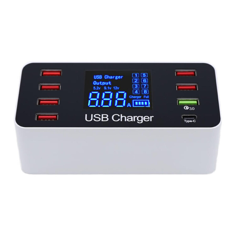 5V/8A Multiple Usb Charger Adapter Desktop Charging Station Hub Type C Quick Charge 3.0 Multi Port Lcd Display Mobile Phone Charger 869692700410