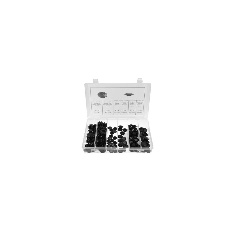 141Pcs Flush Mount Plastic Assortment Auto Body Sheet Metal Hole Plug Car Tool Black 5202984944621