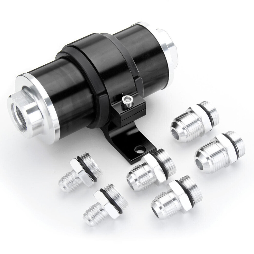 An6 An8 An10 30 Micron Billet Aluminum Inline Fuel Oil Petrol Filter+Bracket Set Colour Black 4191026513950