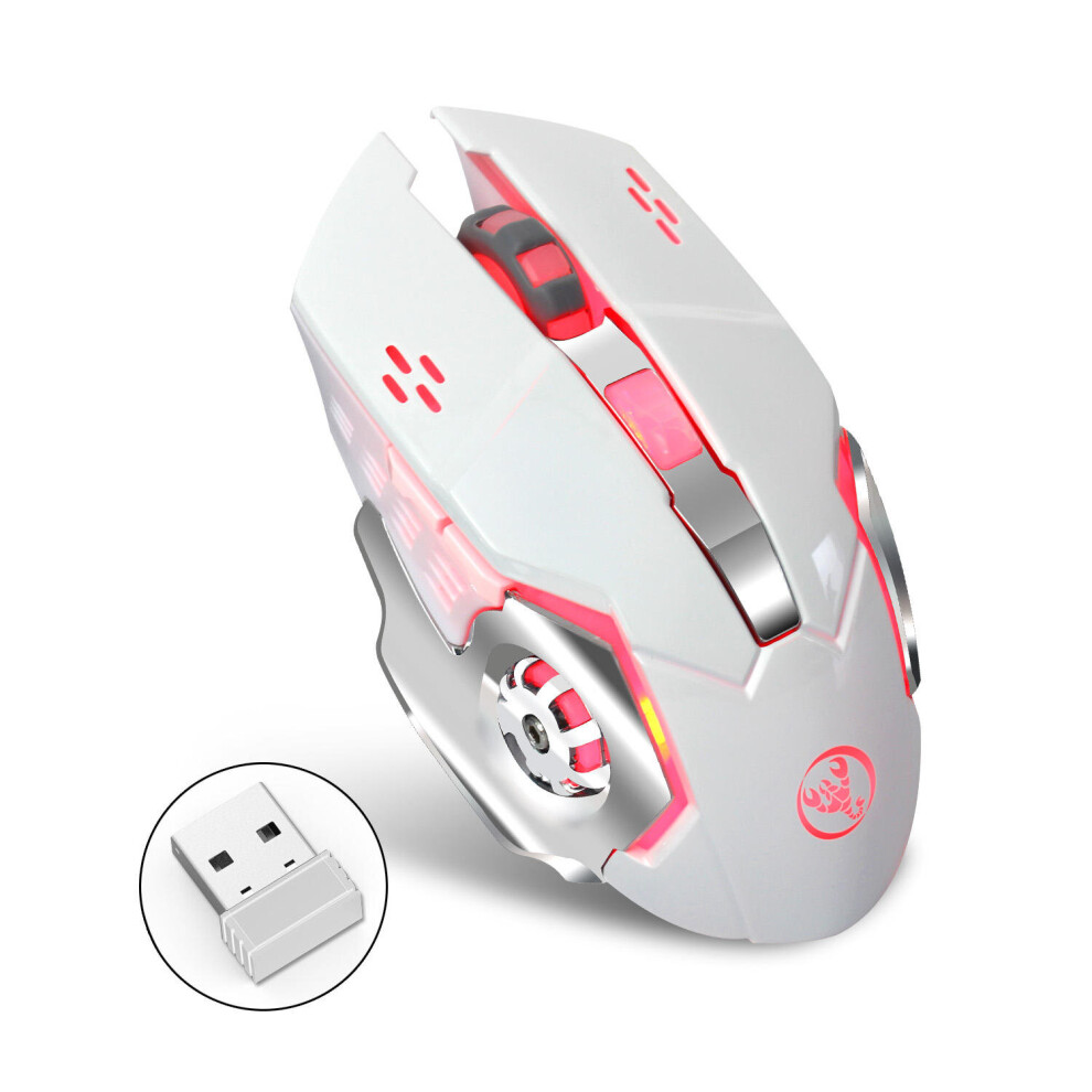 M70 2.4Ghz 2400Dpi Wireless Rechargeable Gaming Mouse Ergonomic Optical Mouse White 4151093615063