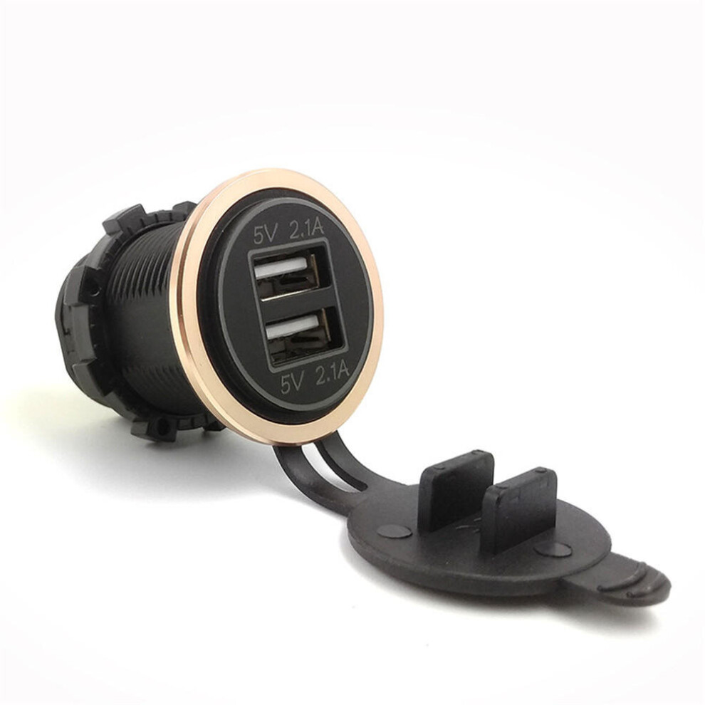 5V 4.2A Aluminum Motorcycle Dual Usb Charger Socket Voltmeter For Car Boat Motorcycle 840079321893