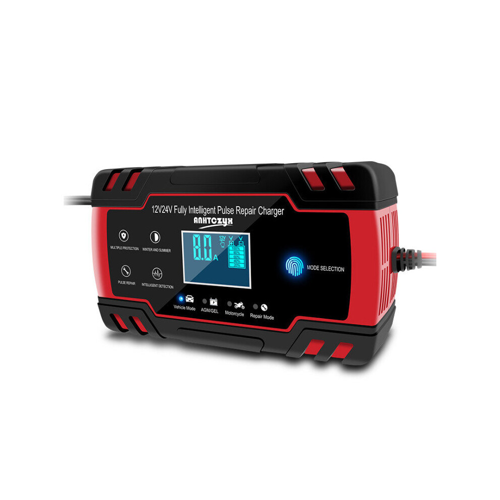 12V/24V 8A Touch Screen Pulse Repair Lcd Battery Charger For Car Motorcycle Lead Acid Battery Agm Gel Wet Red 4191026514568