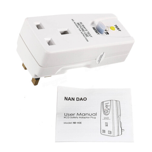 220V 13A RCD Safety Adapter Plug Power Circuit Breaker Socket Test Reset Switch 1