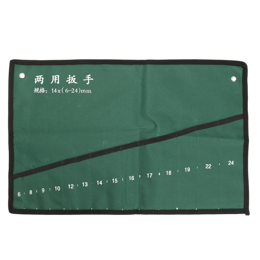 14 Pocket Canvas Roll Up Tool Storage Bag Spanner Wrench Organizer Pouch 840079350596