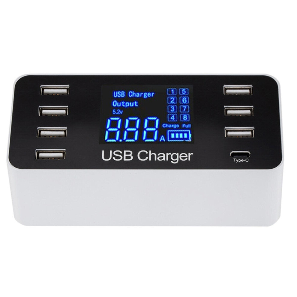 5V 8A 40W Lcd Digital Display 8 Port Usb Charger Recharging Hub Charging Station 8651943789488