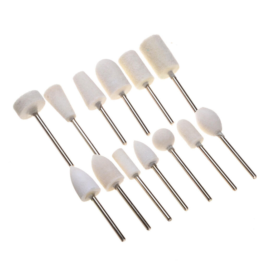 1Set 12pcs Wool Burr Bits Drill Kit Manicure Polishing Wheel Rotary Abrasive Tool