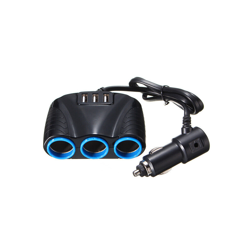 3.1A 12V/24V Car Charger 3-Socket Cigarette Lighter With Usb Ports Adapter 120W 840079311078