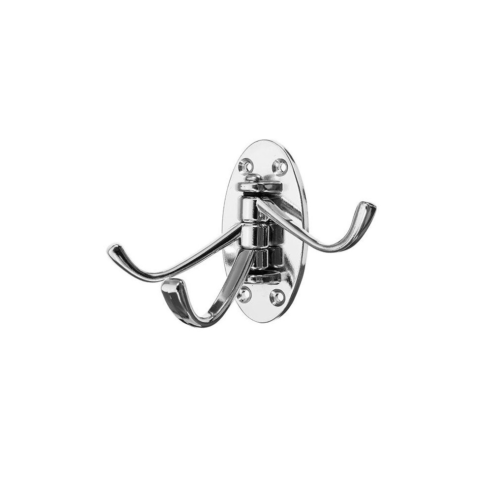 Silver Triple Swivel Arc Hook Folding Swing Arm Wall Mount Zinc Alloy Clothes Towel Hanger 6901722575293