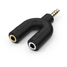QS3503A U - type 3.5mm Male to Female 2 in 1 Audio Adapter Earphone Cable Splitter