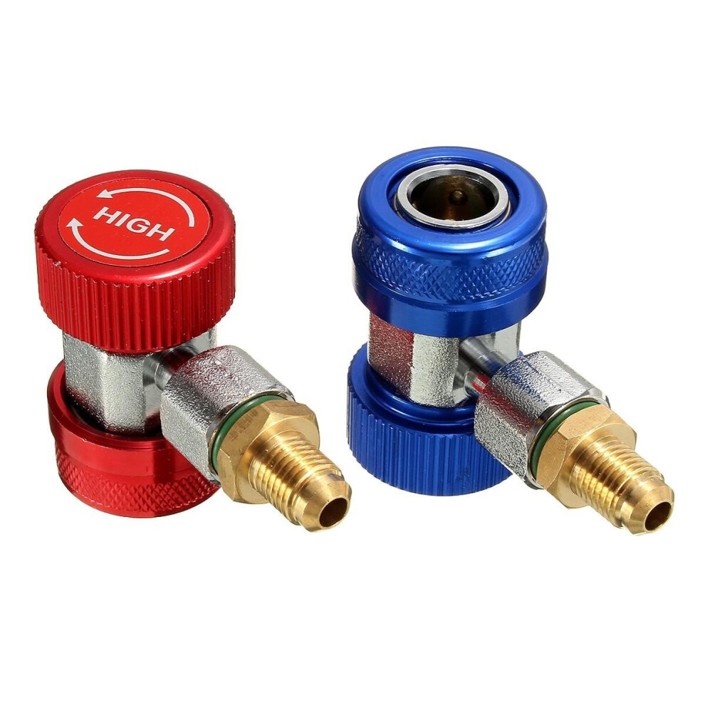 A/C R134a Low/High Quick Connect Adapter Coupler 90-Degree Air-Conditioning Extractor Valve Core 8651947789699