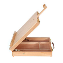 Portable Wooden Art Box Oil Painting Drawing Table Box Paint Rack Liftable Painting Storage Box Desktop Easel Art Supplies for Painting Sketch