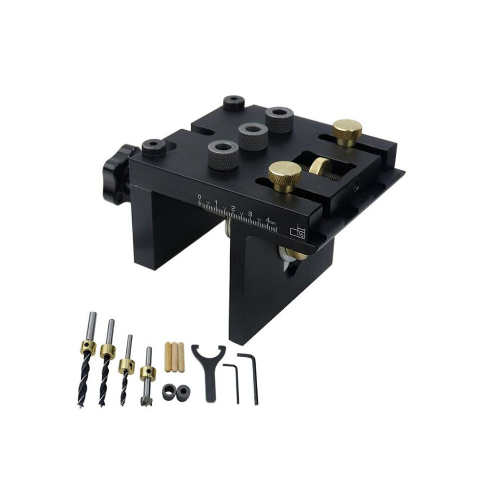 1Set Aluminum Alloy Dowelling Jig Wood Drilling Guide Locator Adjustable Dowel Jig Kit For Diy Woodworking Tool 8651950789273